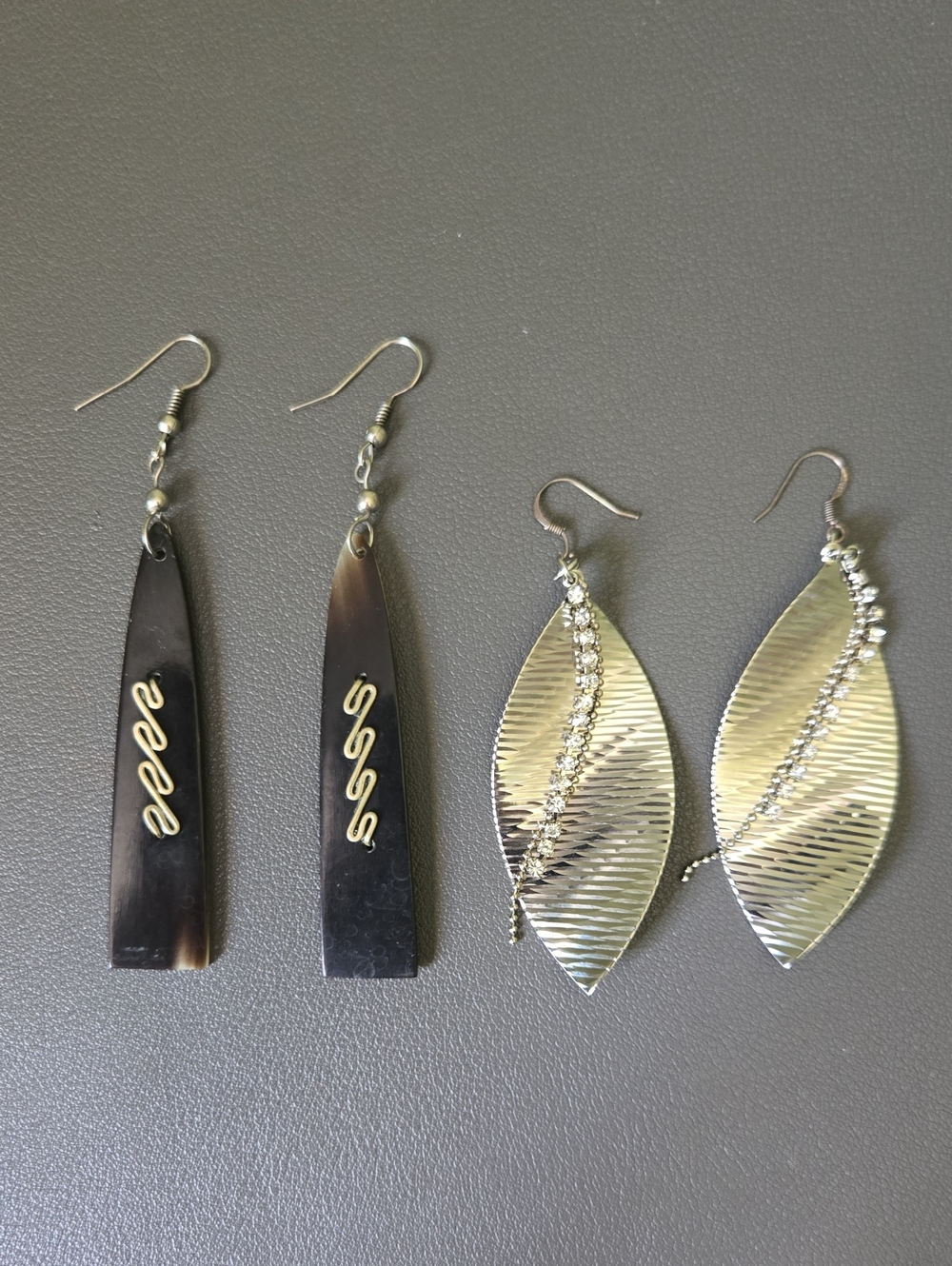 Vintage handmade horn earringsleave shape earrings with 925 silver hook